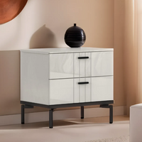 Bella 2- Drawers Premium Wooden Nightstand With Matte Black Legs