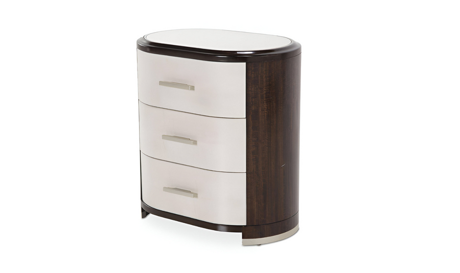 AICO Paris Chic 3-Drawer Nightstand with Marbled Top