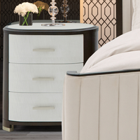 AICO Paris Chic 3-Drawer Nightstand with Marbled Top