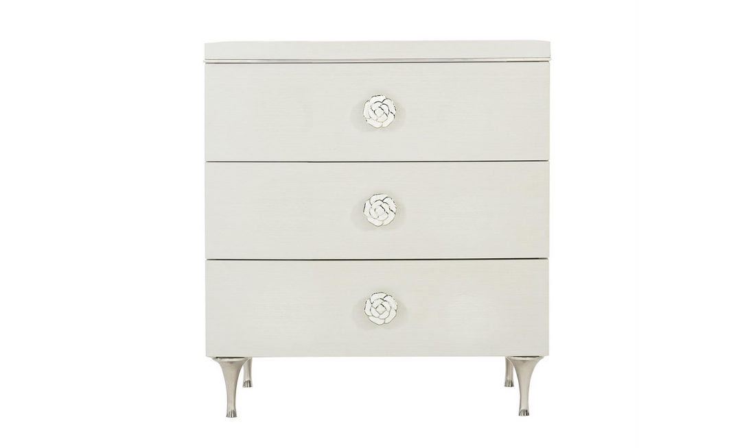 Bernhardt Silhouette 3 Drawers Nightstand In Eggshell