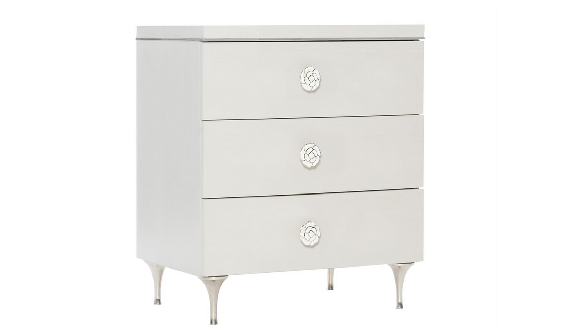 Bernhardt Silhouette 3 Drawers Nightstand In Eggshell