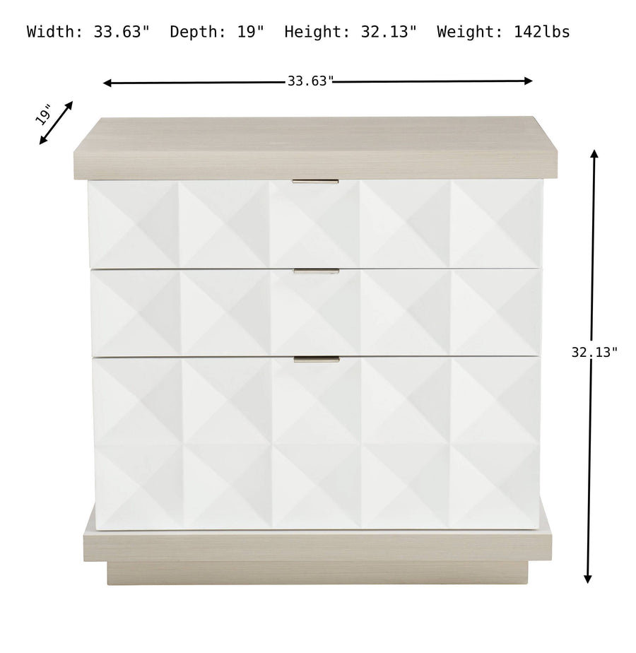 Bernhardt Axiom 3-Drawers Nightstand in White