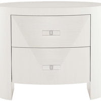 Bernhardt Axiom Oval Nightstand with 2-Drawer in Linear White