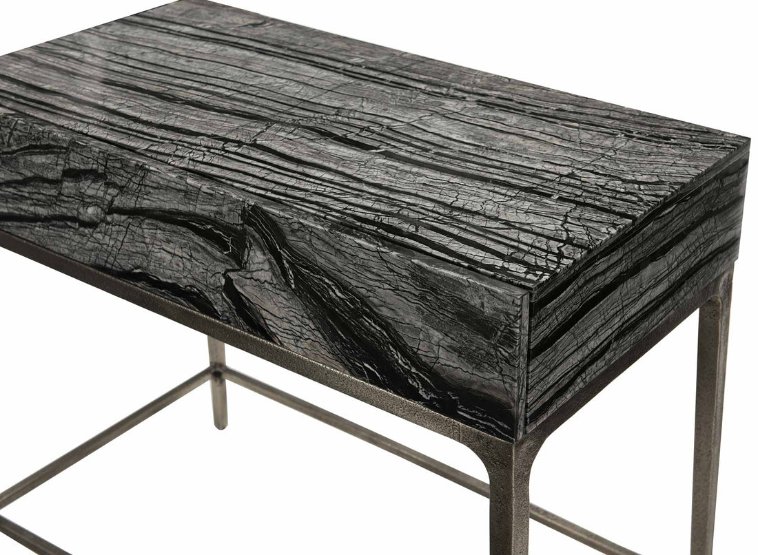 Bernhardt Linea Black Forest Marble Drawer Nightstand