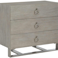 Bernhardt Linea 3-Drawers Oak Wood Nightstand in Cerused Greige