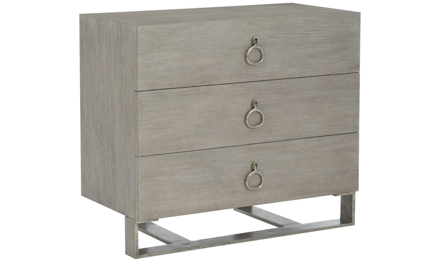 Bernhardt Linea 3-Drawers Oak Wood Nightstand in Cerused Greige